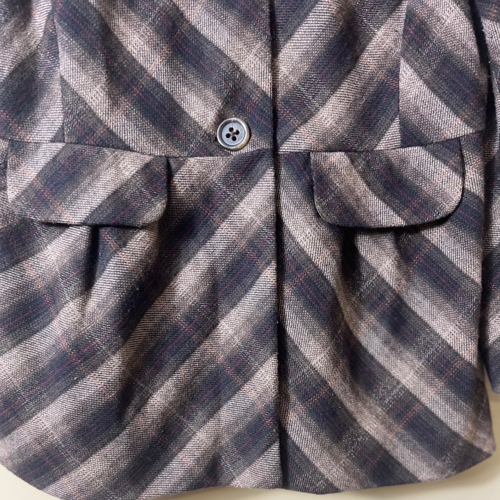 Banana Republic Wool Blend Striped Peplum Blazer Jacket Brown Grey Small S Retro - Picture 6 of 12